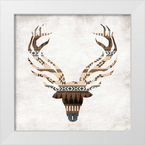 Aztec Deer Mate White Modern Wood Framed Art Print by Grey, Jace