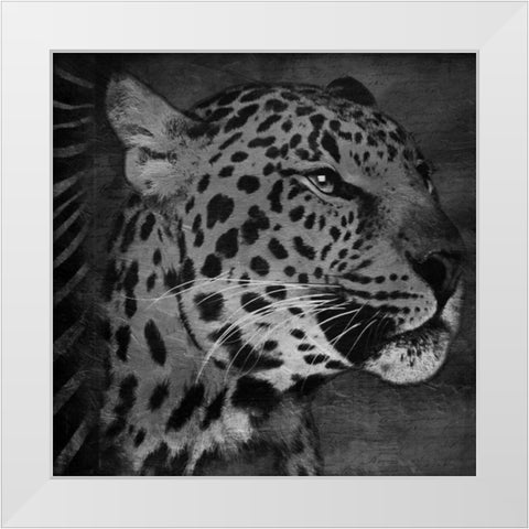 Animal Instincts Black And White Mate White Modern Wood Framed Art Print by Grey, Jace