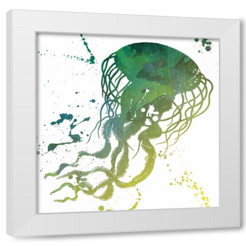 Jellyfish Splatter White Modern Wood Framed Art Print by Grey, Jace