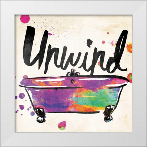 Unwind Colorful Bath White Modern Wood Framed Art Print by Grey, Jace