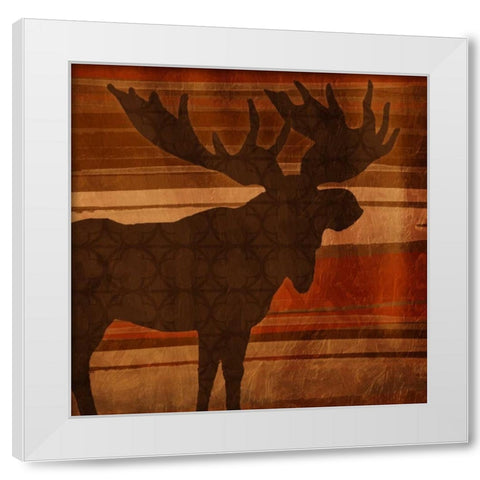 Moose Stripes Mate White Modern Wood Framed Art Print by Grey, Jace