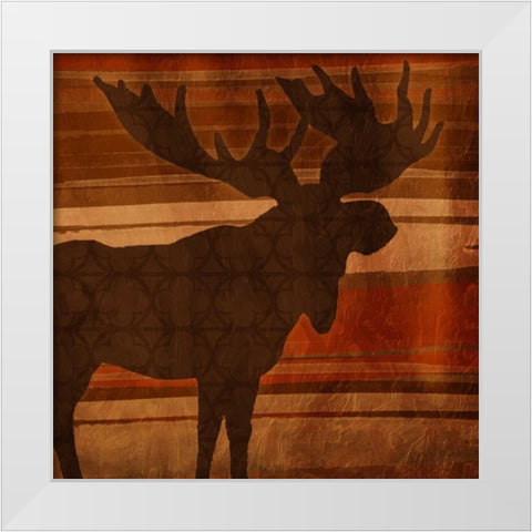Moose Stripes Mate White Modern Wood Framed Art Print by Grey, Jace