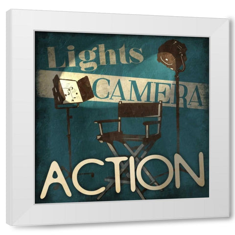 Lights Camera Action White Modern Wood Framed Art Print by Grey, Jace