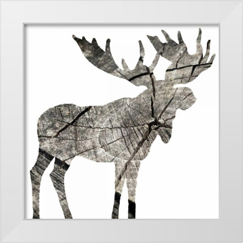 Wood Moose White White Modern Wood Framed Art Print by Grey, Jace