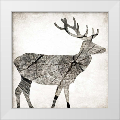 Wood Deer White Modern Wood Framed Art Print by Grey, Jace