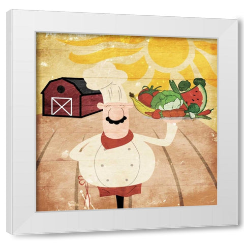 Farming Chef White Modern Wood Framed Art Print by Grey, Jace