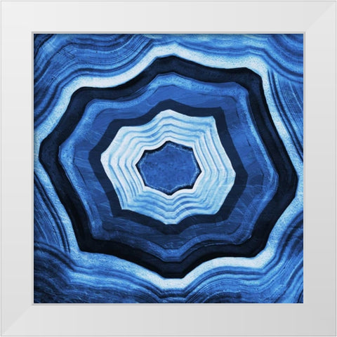 Blue Agate rings White Modern Wood Framed Art Print by Grey, Jace