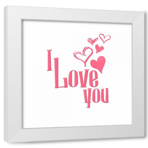 Love Hearts White Modern Wood Framed Art Print by Grey, Jace