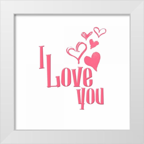 Love Hearts White Modern Wood Framed Art Print by Grey, Jace