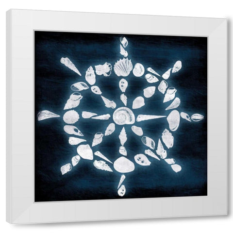 Shell Wheel Deep Blue White Modern Wood Framed Art Print by Grey, Jace