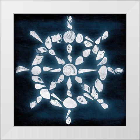 Shell Wheel Deep Blue White Modern Wood Framed Art Print by Grey, Jace