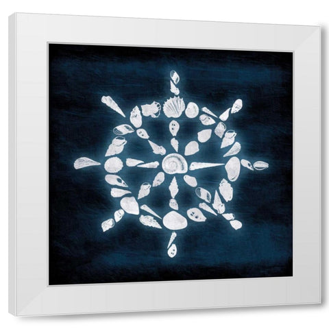 Shell Wheel Deeper Blue White Modern Wood Framed Art Print by Grey, Jace