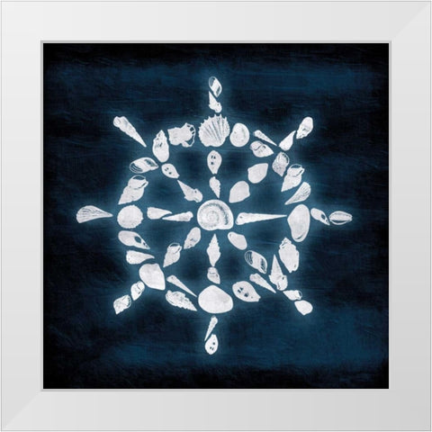 Shell Wheel Deeper Blue White Modern Wood Framed Art Print by Grey, Jace