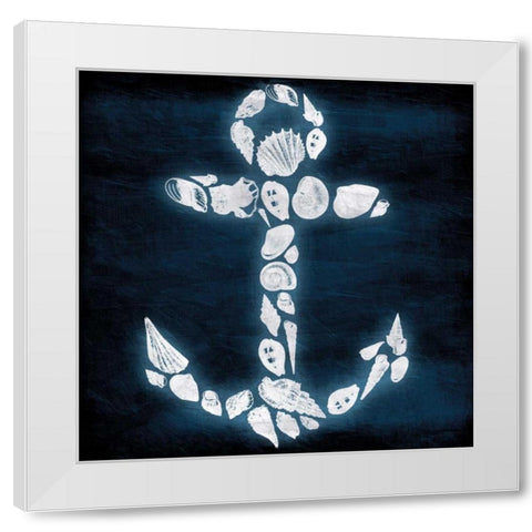 Shell Anchor Deep Blue White Modern Wood Framed Art Print by Grey, Jace