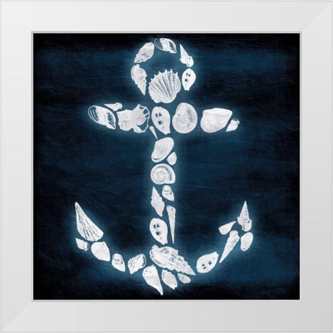 Shell Anchor Deep Blue White Modern Wood Framed Art Print by Grey, Jace