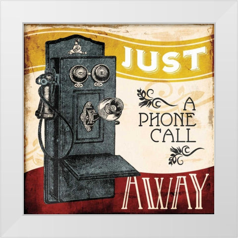 Just A Phone White Modern Wood Framed Art Print by Grey, Jace