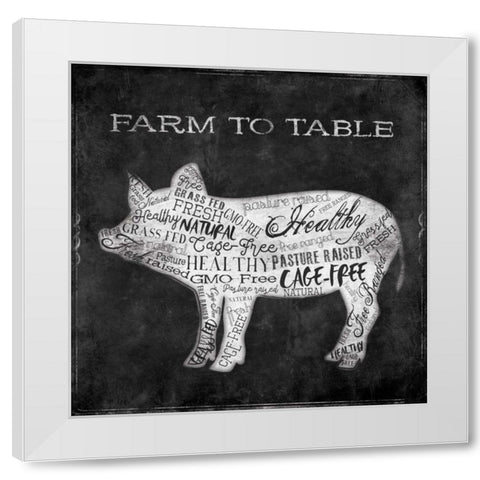 Farm To Pig White Modern Wood Framed Art Print by Grey, Jace