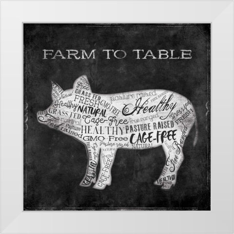 Farm To Pig White Modern Wood Framed Art Print by Grey, Jace