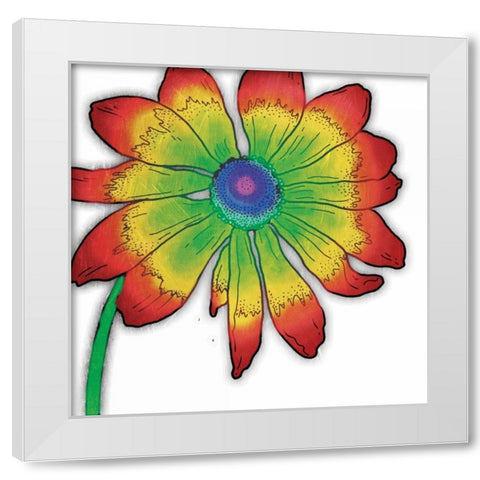 Bright Fun Time Flower Mate White Modern Wood Framed Art Print by Grey, Jace