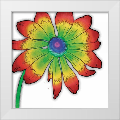 Bright Fun Time Flower Mate White Modern Wood Framed Art Print by Grey, Jace