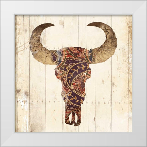 Patterned Skull White Modern Wood Framed Art Print by Grey, Jace