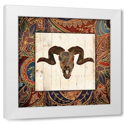 Patterned Skull Two White Modern Wood Framed Art Print by Grey, Jace