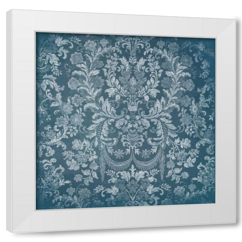 Blue Floral Chaos White Modern Wood Framed Art Print by Grey, Jace