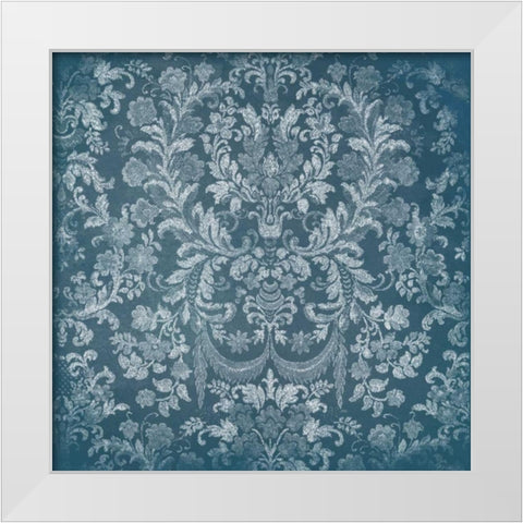 Blue Floral Chaos White Modern Wood Framed Art Print by Grey, Jace