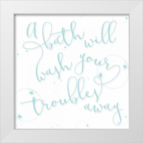 Troubles Away White Modern Wood Framed Art Print by Grey, Jace