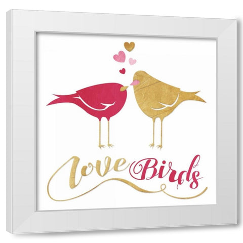 Love Birds White Modern Wood Framed Art Print by Grey, Jace