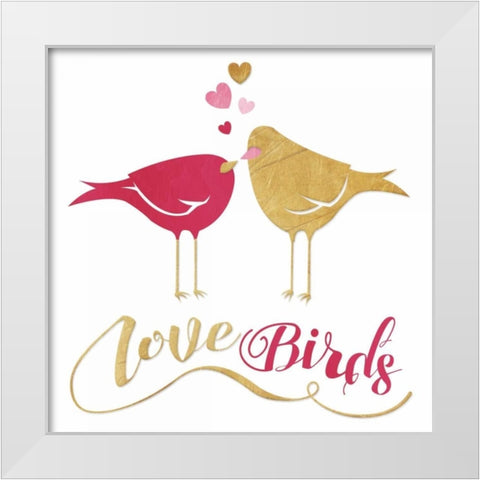 Love Birds White Modern Wood Framed Art Print by Grey, Jace