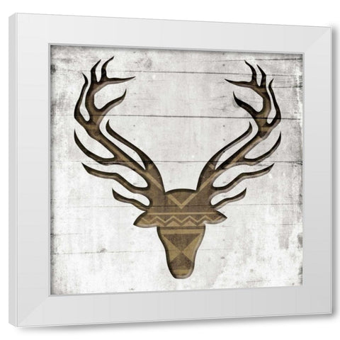 White Wood Deer White Modern Wood Framed Art Print by Grey, Jace