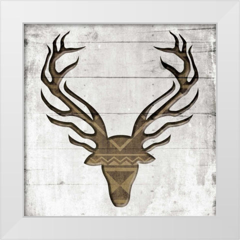 White Wood Deer White Modern Wood Framed Art Print by Grey, Jace
