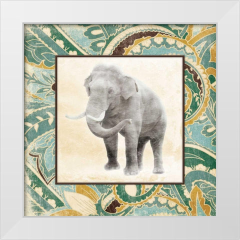 Floral Sea Elephant White Modern Wood Framed Art Print by Grey, Jace
