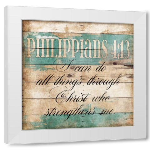 Strengthens Me White Modern Wood Framed Art Print by Grey, Jace
