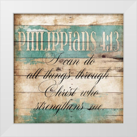 Strengthens Me White Modern Wood Framed Art Print by Grey, Jace