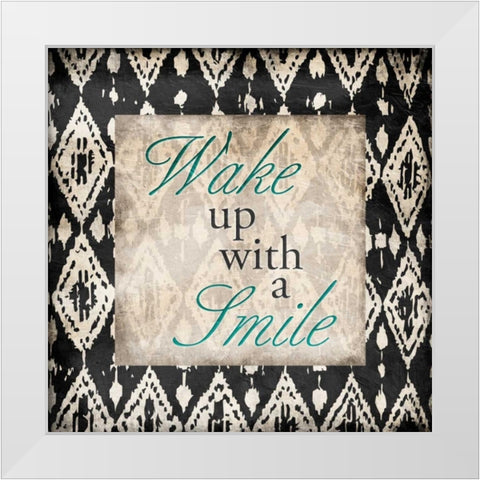 Smile White Modern Wood Framed Art Print by Grey, Jace