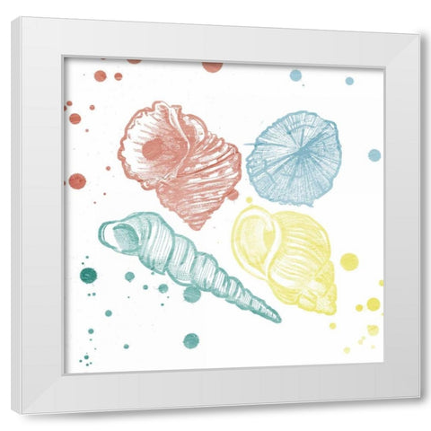 Soft Color Splatter Shells Mate White Modern Wood Framed Art Print by Grey, Jace