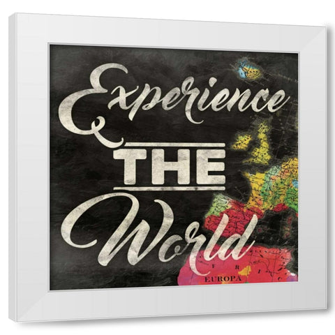 Experience The World White Modern Wood Framed Art Print by Grey, Jace