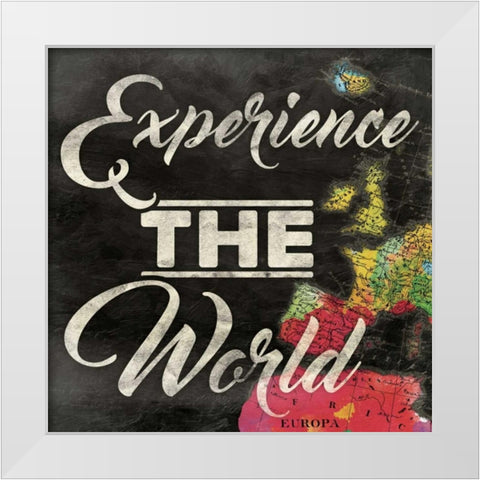 Experience The World White Modern Wood Framed Art Print by Grey, Jace