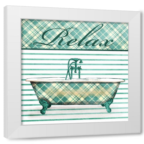 Relaxed Plaid Bath White Modern Wood Framed Art Print by Grey, Jace