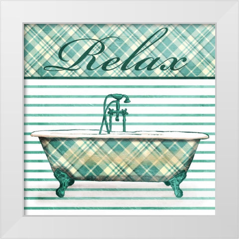 Relaxed Plaid Bath White Modern Wood Framed Art Print by Grey, Jace