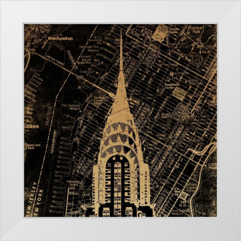 Chrysler Map White Modern Wood Framed Art Print by Grey, Jace