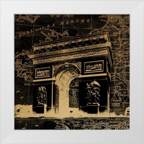 Arc Map White Modern Wood Framed Art Print by Grey, Jace