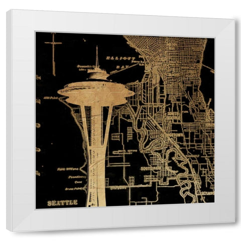 Needle Map White Modern Wood Framed Art Print by Grey, Jace