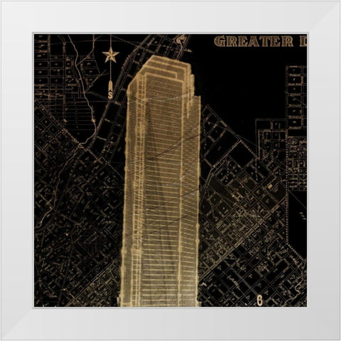 Dallas Map White Modern Wood Framed Art Print by Grey, Jace