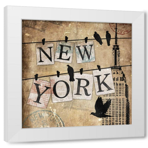 New York On The Line White Modern Wood Framed Art Print by Grey, Jace