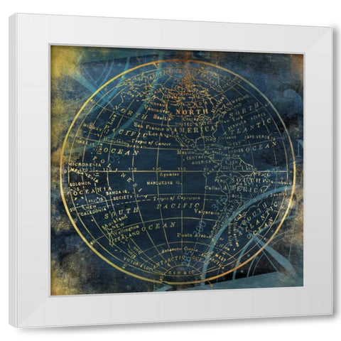 Golden Blue World Side A White Modern Wood Framed Art Print by Grey, Jace