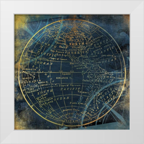 Golden Blue World Side A White Modern Wood Framed Art Print by Grey, Jace