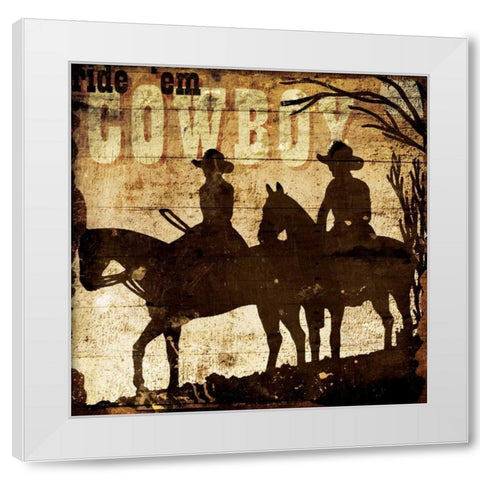 Ridem Cowboy White Modern Wood Framed Art Print by Grey, Jace
